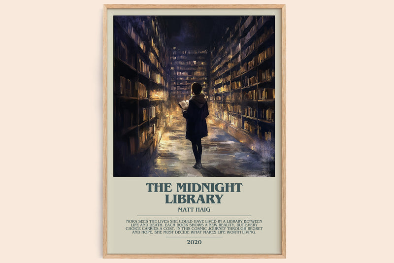 The Midnight Library bookish book poster by Matt Haig – framed literary art print