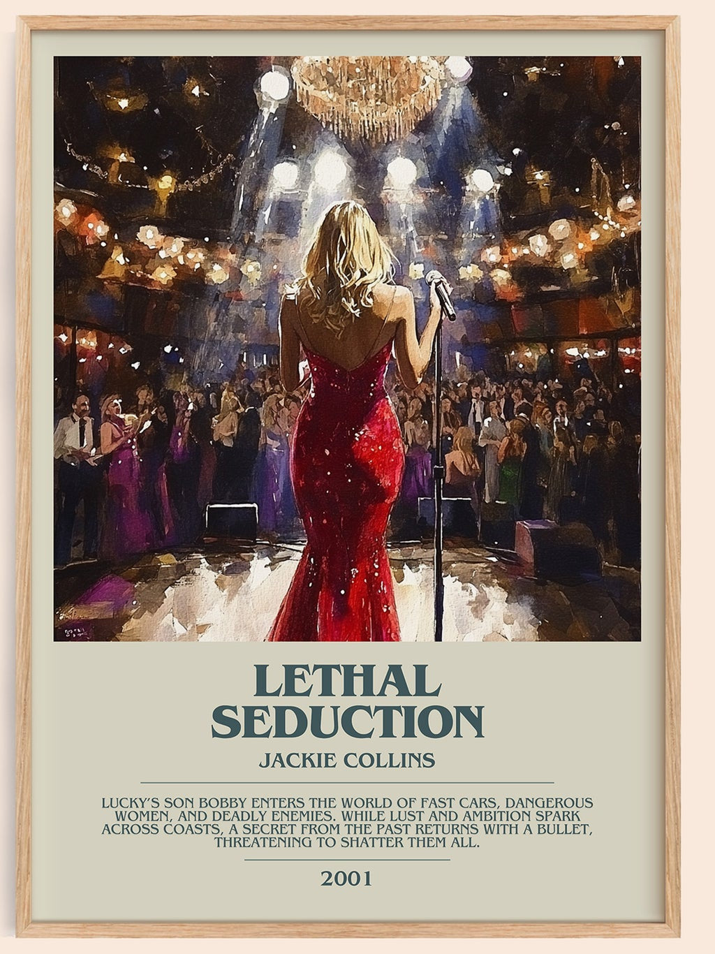 Lethal Seduction bookish book poster by Jackie Collins – framed literary art print