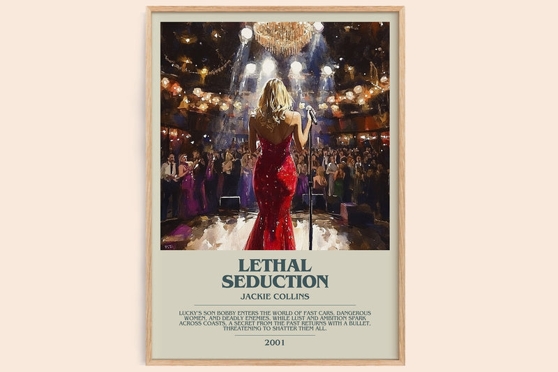 Lethal Seduction bookish book poster by Jackie Collins – framed literary art print