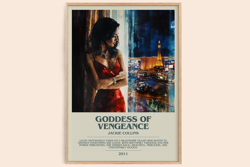 Goddess of Vengeance bookish book poster by Jackie Collins – framed literary art print