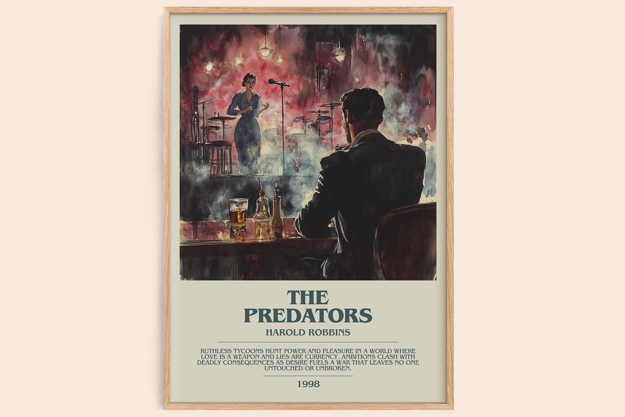 The Predators bookish book poster by Harold Robbins – framed literary art print