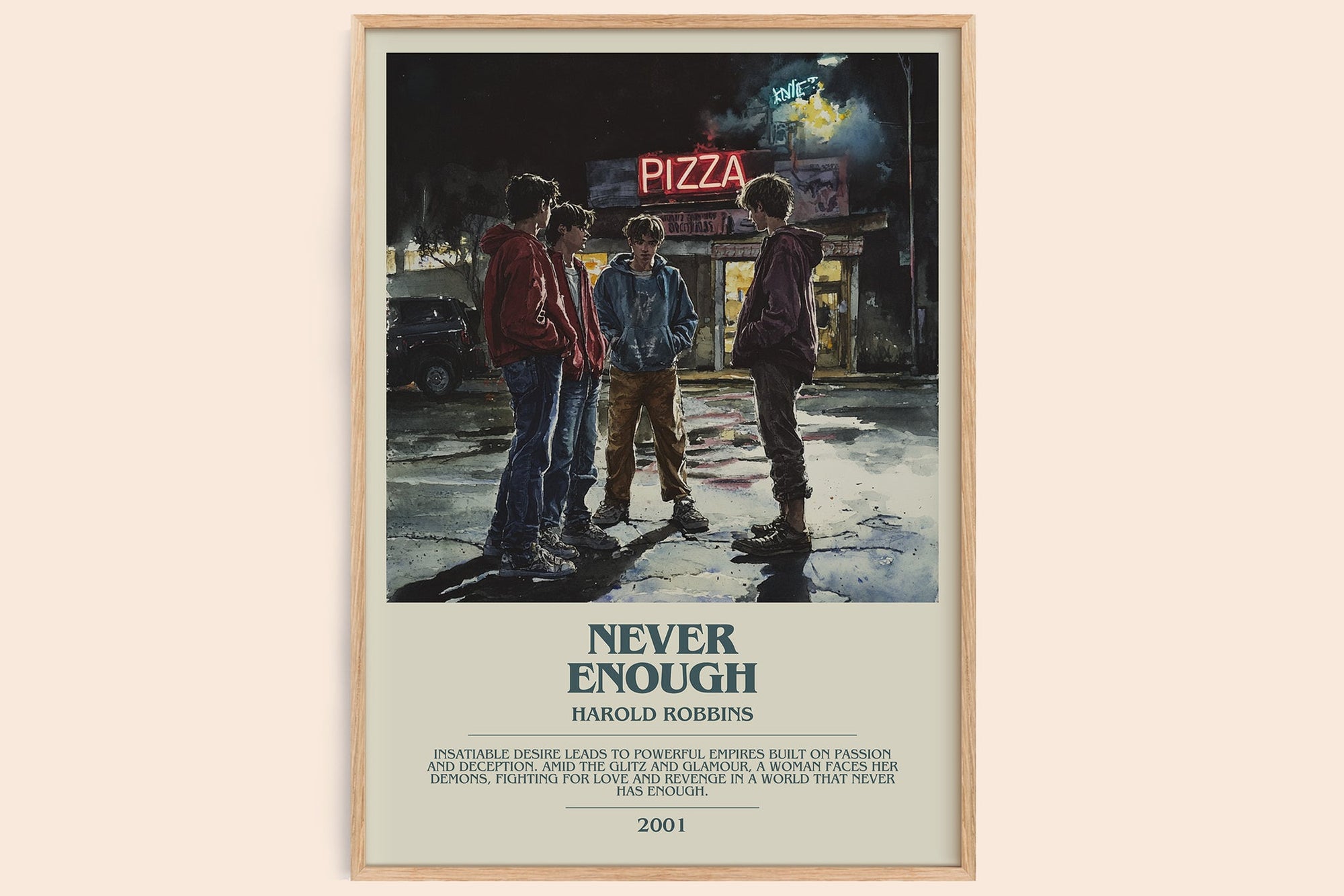 Never Enough bookish book poster by Harold Robbins – framed literary art print