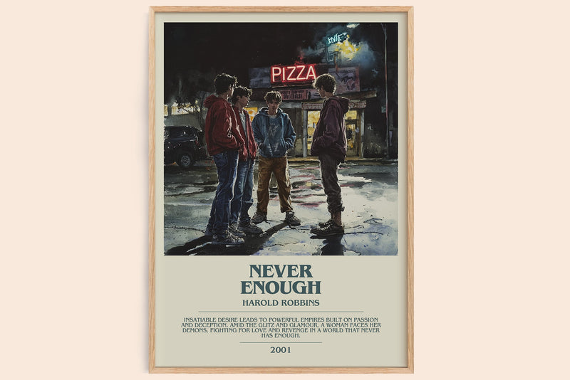 Never Enough bookish book poster by Harold Robbins – framed literary art print