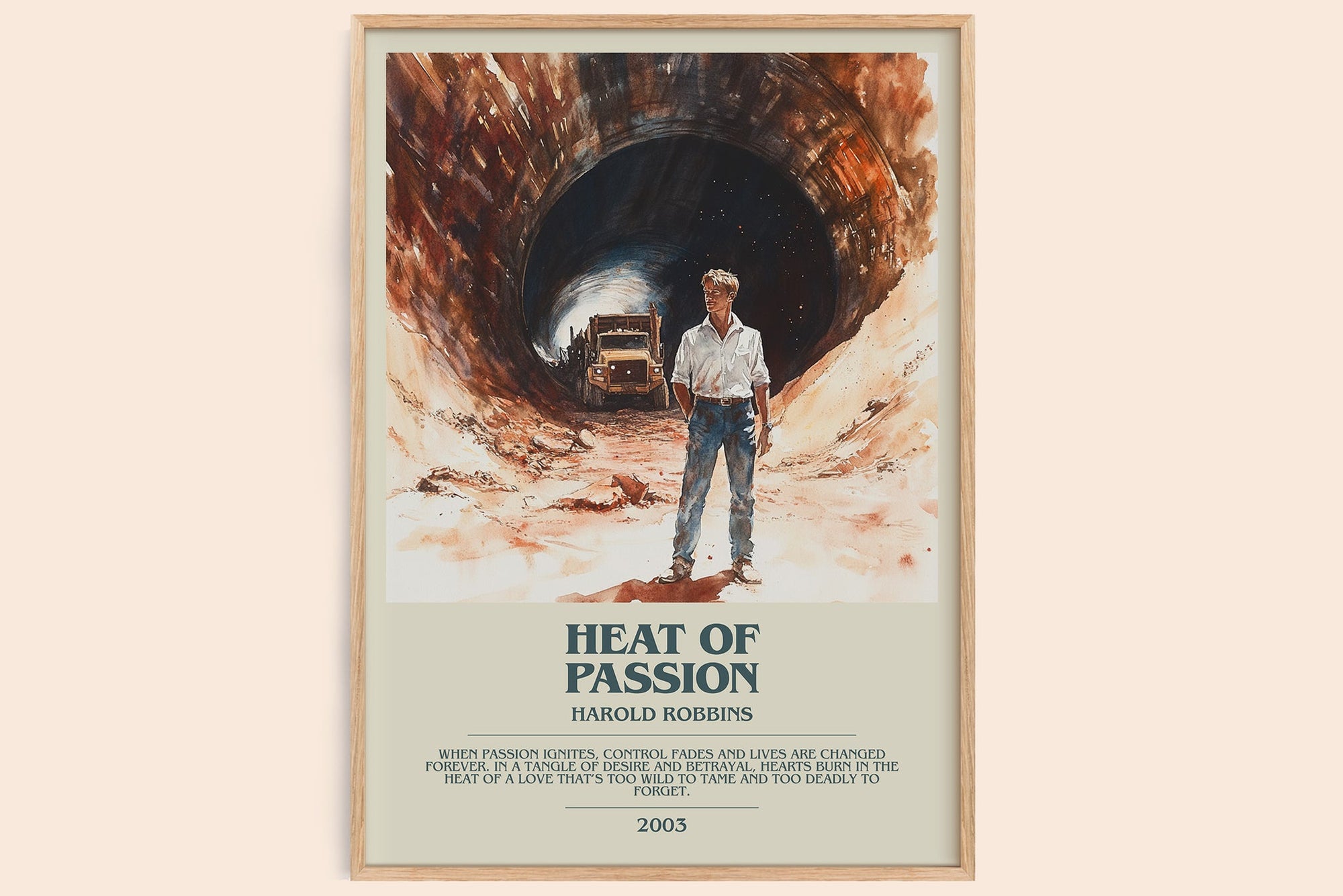 Heat of Passion bookish book poster by Harold Robbins – framed literary art print