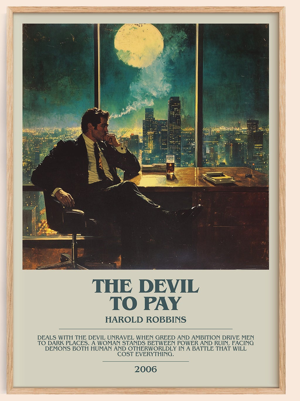 The Devil To Pay bookish book poster by Harold Robbins – framed literary art print