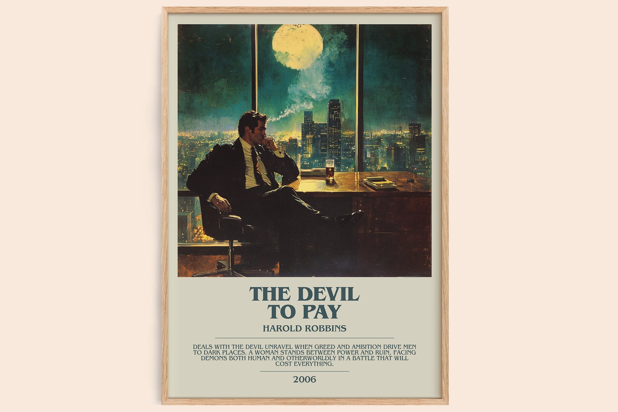 The Devil To Pay bookish book poster by Harold Robbins – framed literary art print