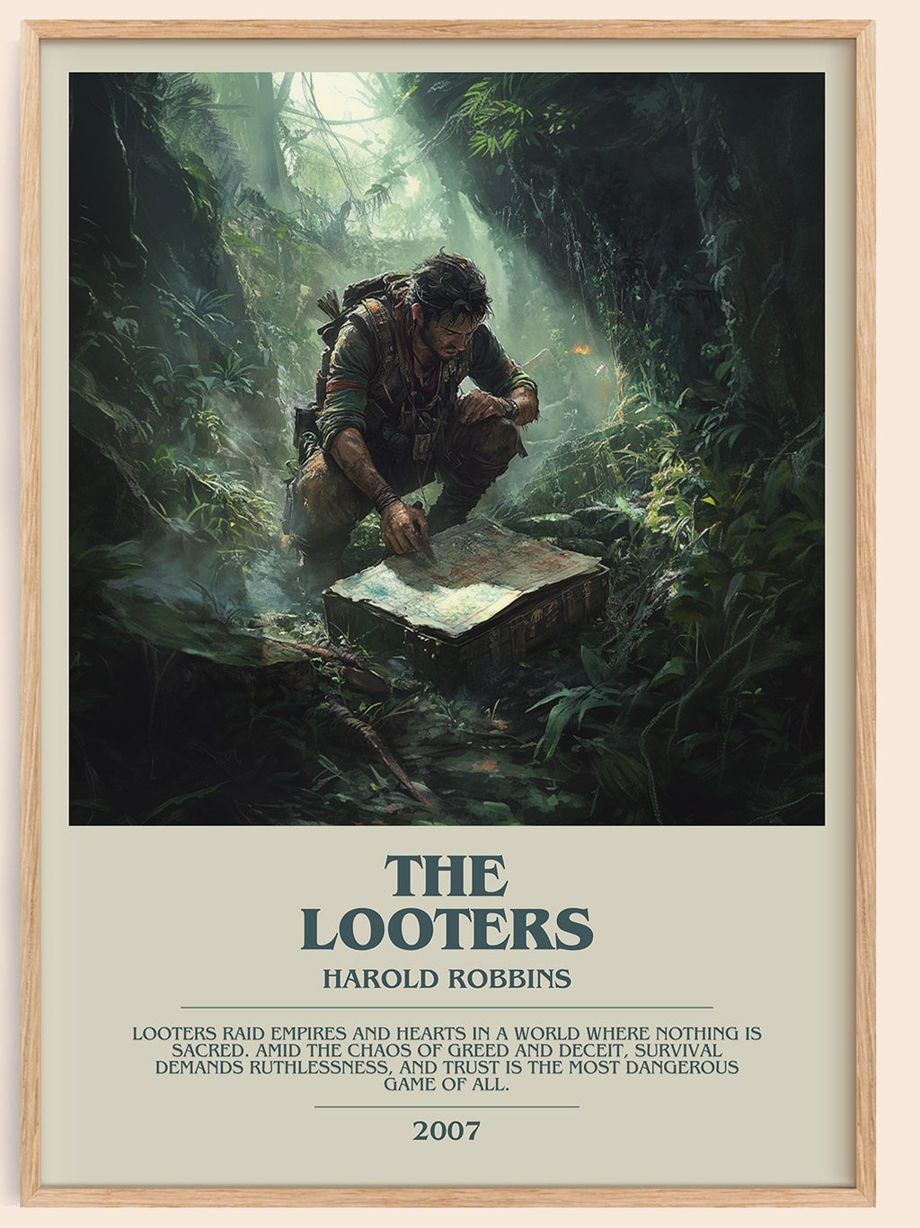 The Looters bookish book poster by Harold Robbins – framed literary art print