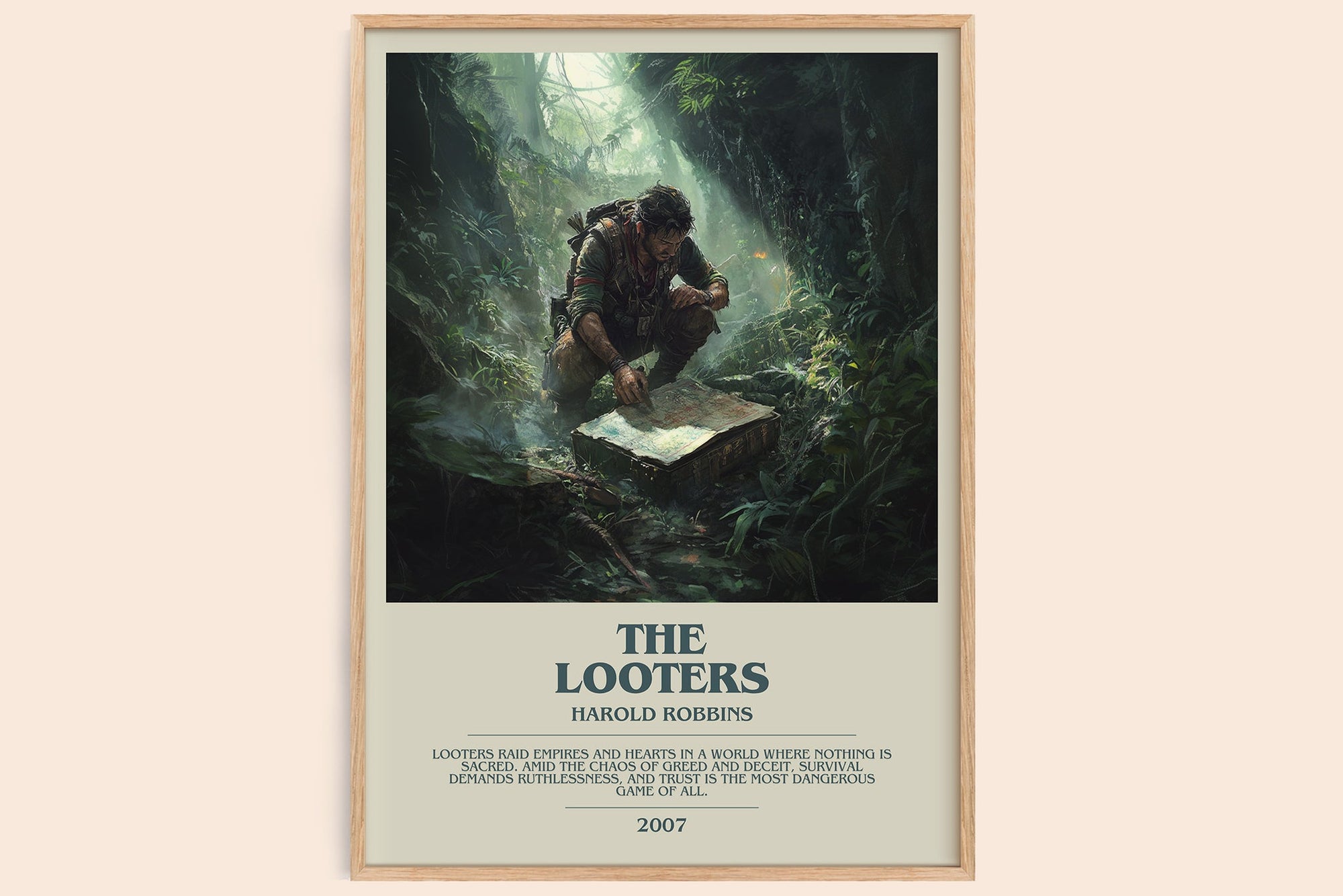 The Looters bookish book poster by Harold Robbins – framed literary art print