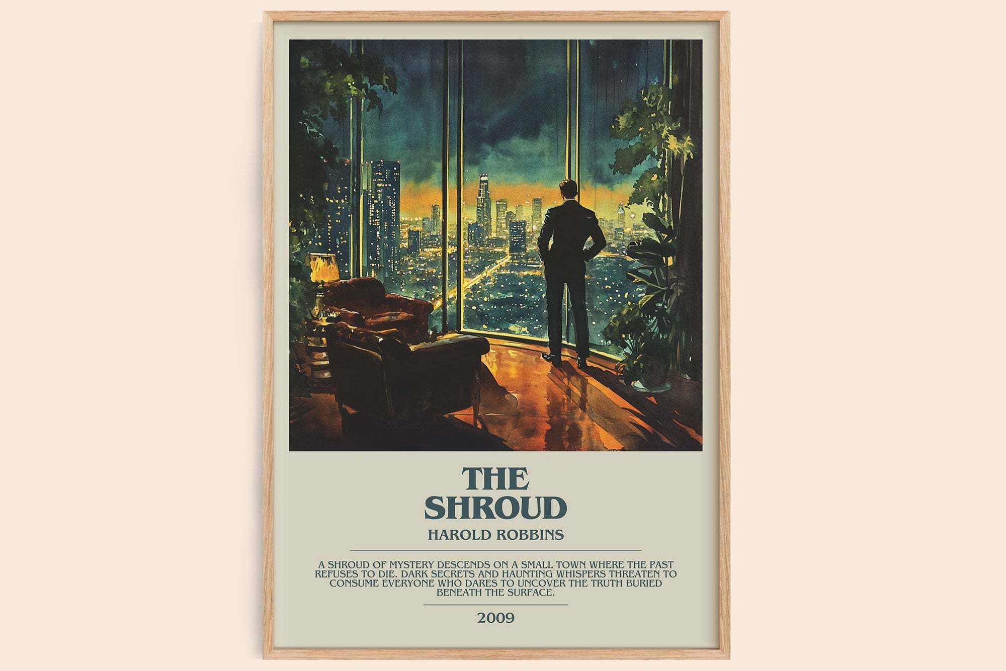 The Shroud bookish book poster by Harold Robbins – framed literary art print