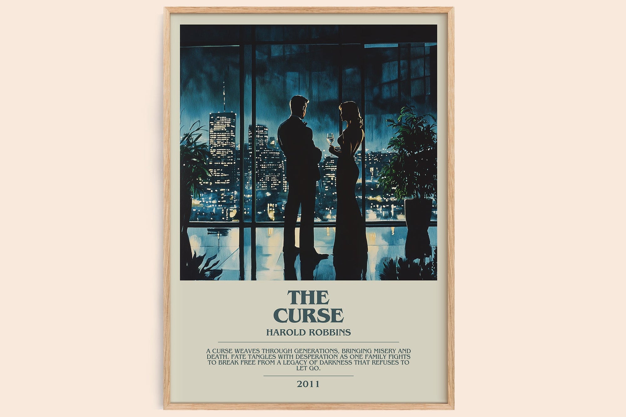 The Curse bookish book poster by Harold Robbins – framed literary art print