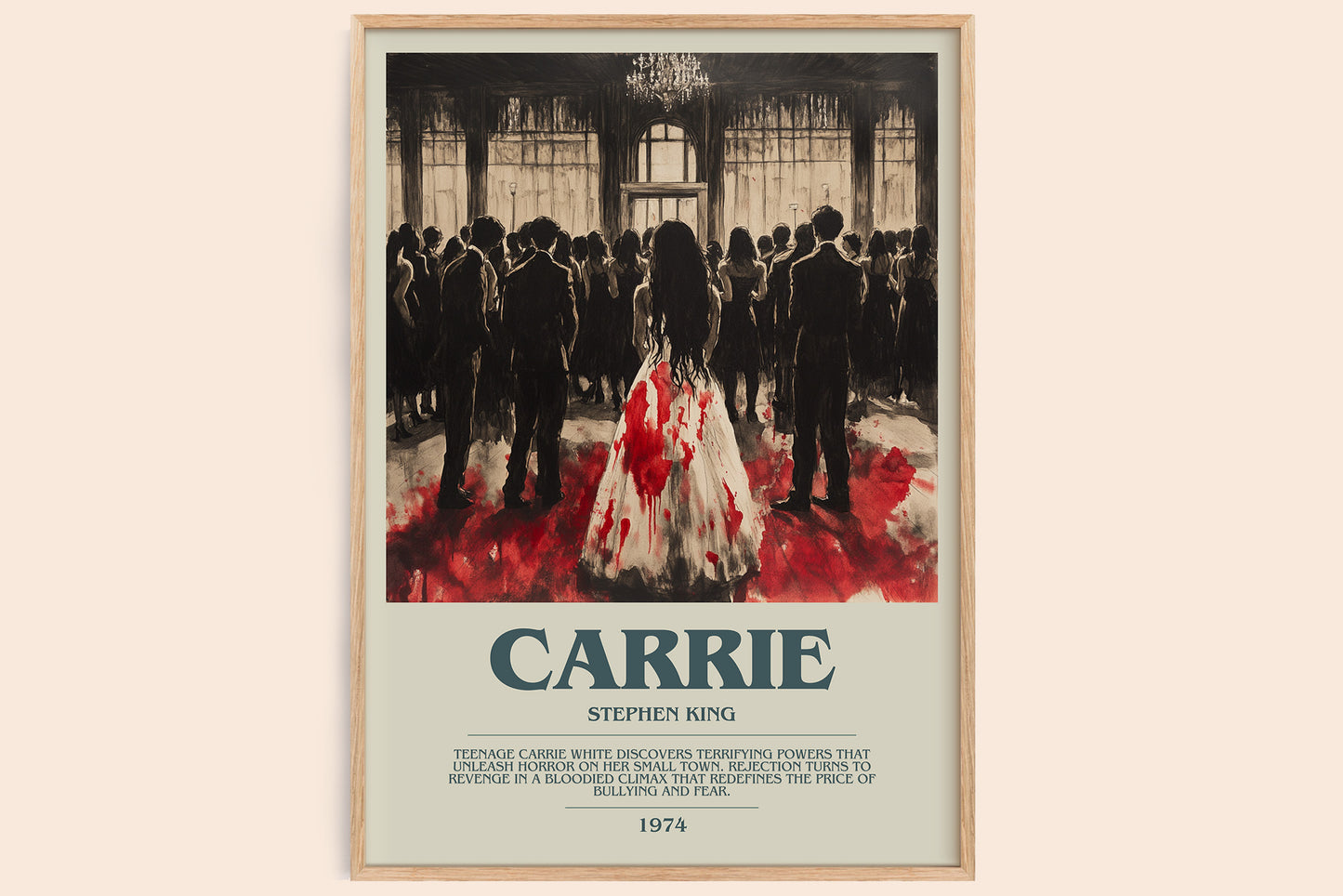 Carrie bookish book poster by Stephen King – framed literary art print