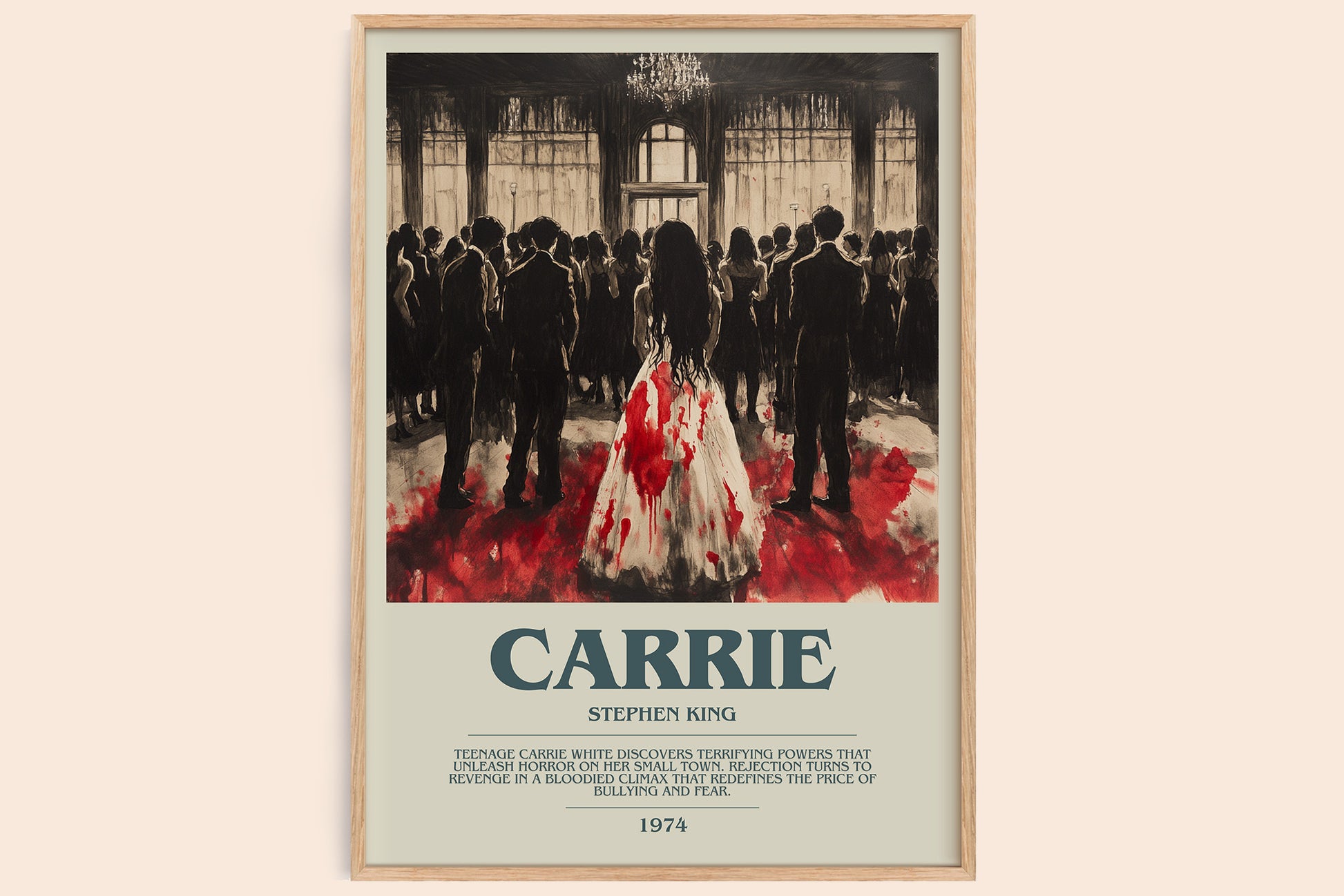 Carrie bookish book poster by Stephen King – framed literary art print