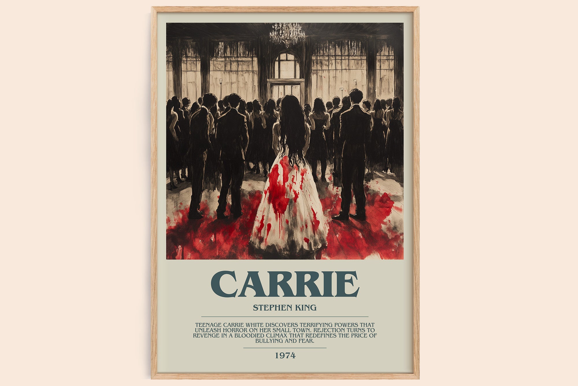 Carrie bookish book poster by Stephen King – framed literary art print