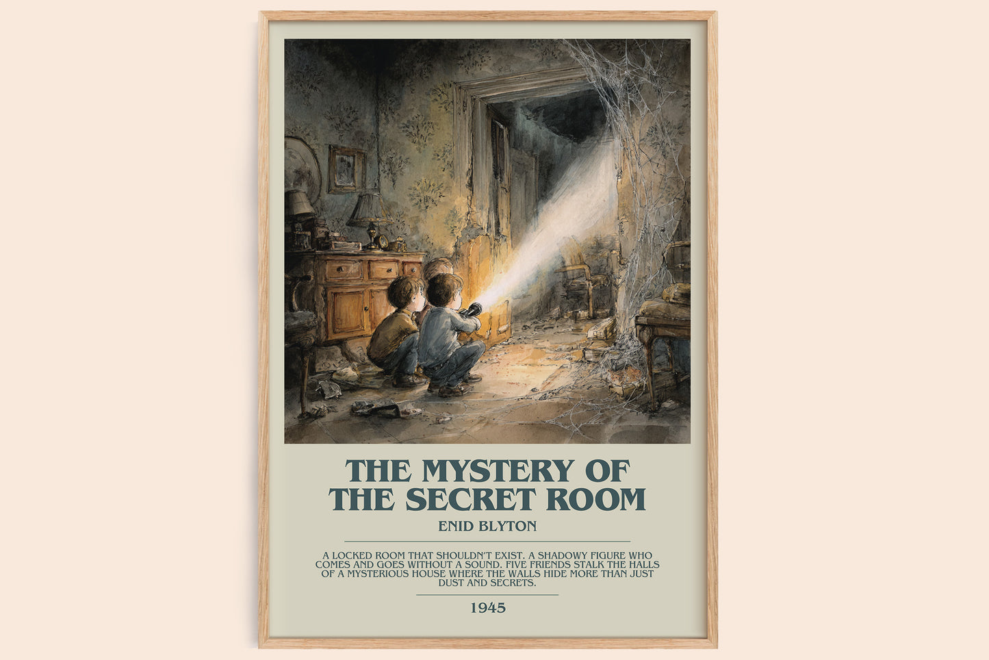 The mystery of the secret room bookish book poster by Enid Blyton – framed literary art print