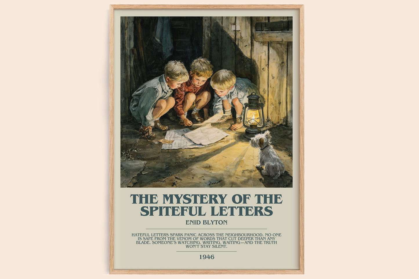 The Mystery Of The Spiteful Letters bookish book poster by Enid Blyton – framed literary art print