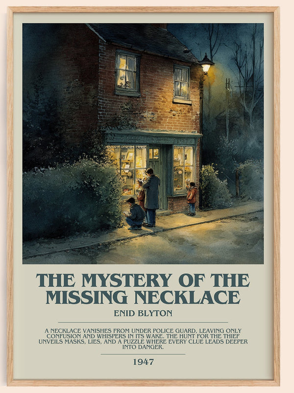 The Mystery Of The Missing Necklace bookish book poster by Enid Blyton – framed literary art print