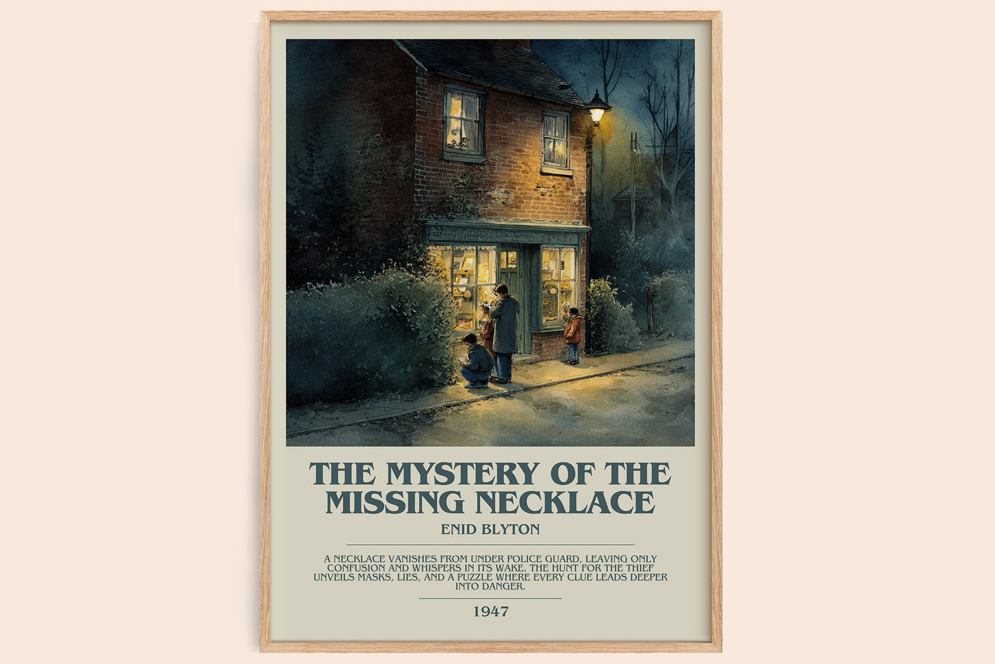 The Mystery Of The Missing Necklace bookish book poster by Enid Blyton – framed literary art print