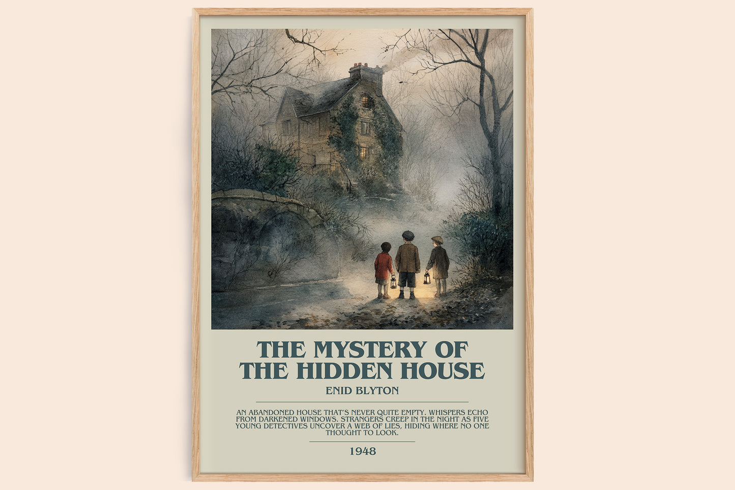 The Mystery Of The Hidden House bookish book poster by Enid Blyton – framed literary art print