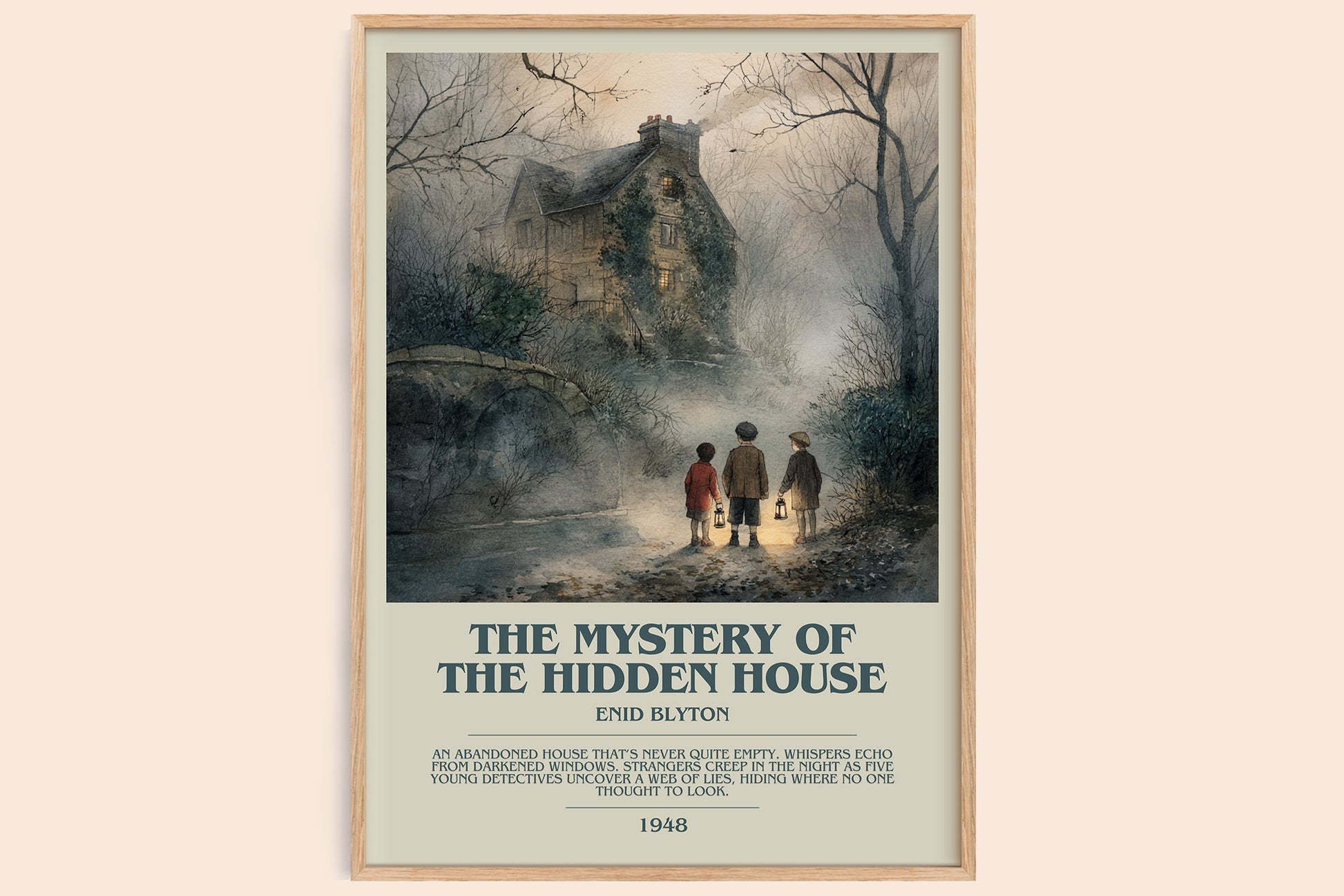The Mystery Of The Hidden House bookish book poster by Enid Blyton – framed literary art print