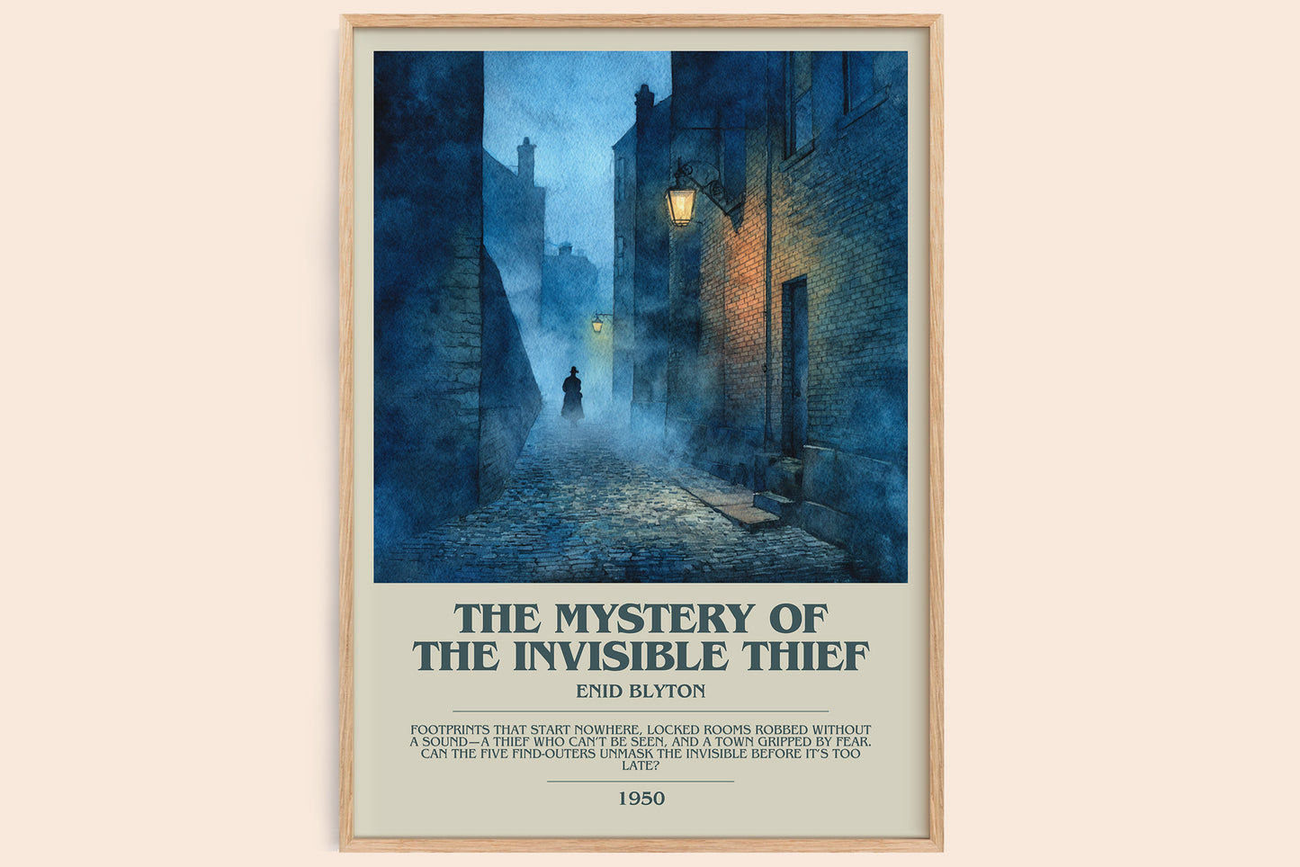The Mystery of the Invisible Thief bookish book poster by Enid Blyton – framed literary art print