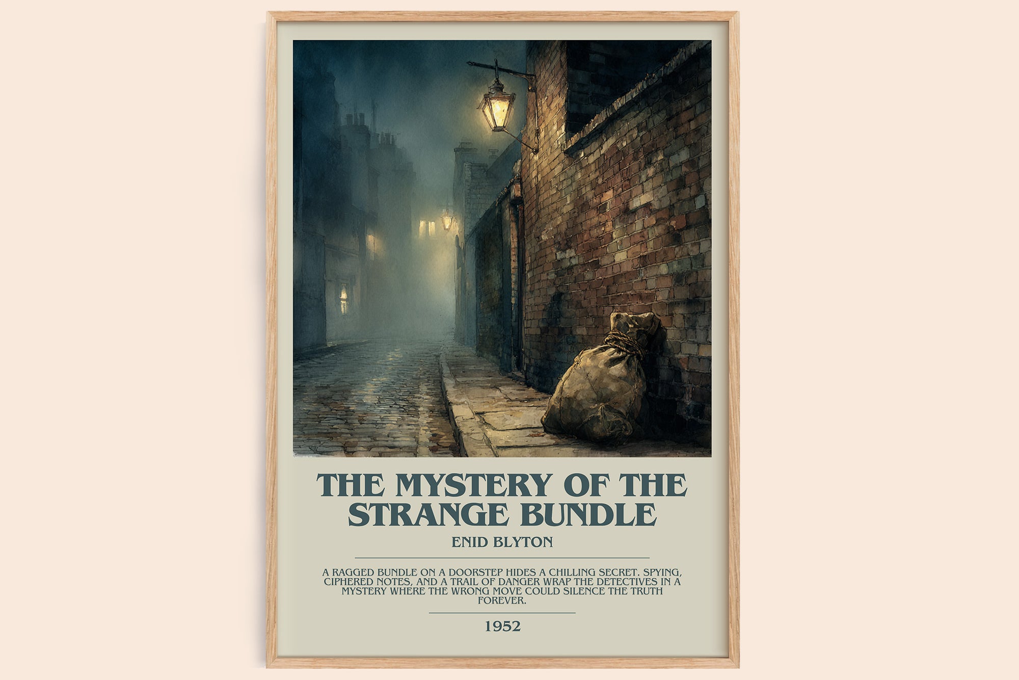 The Mystery of the Strange Bundle bookish book poster by Enid Blyton – framed literary art print