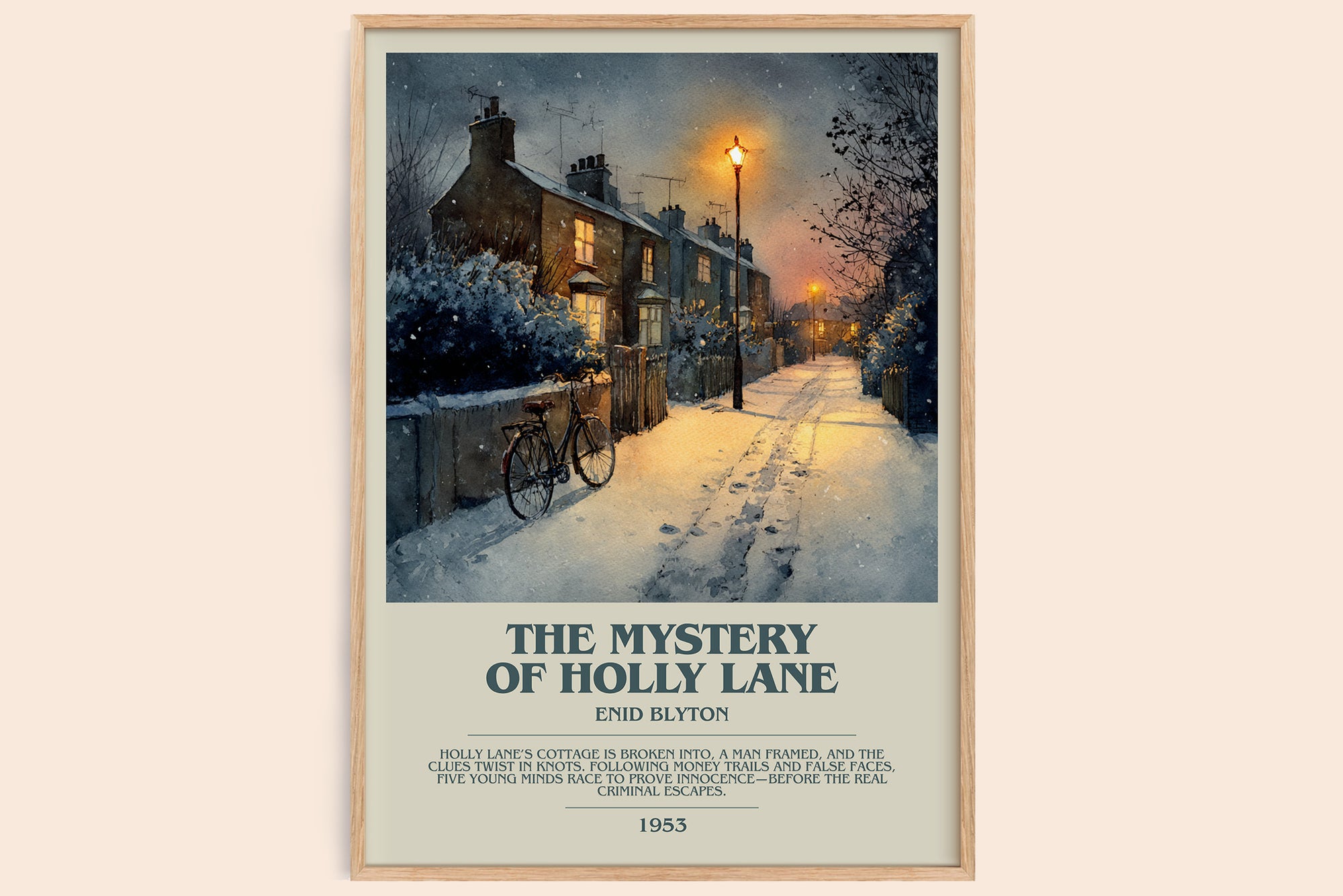 The Mystery of Holly Lane bookish book poster by Enid Blyton – framed literary art print