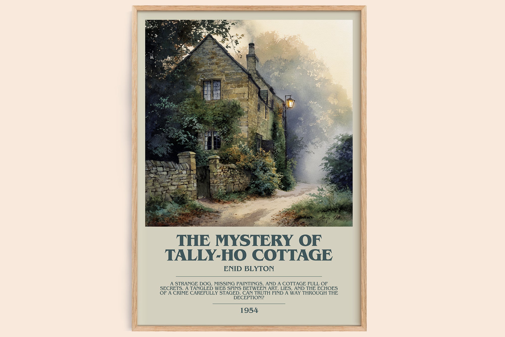 The Mystery of Tally-ho Cottage bookish book poster by Enid Blyton – framed literary art print