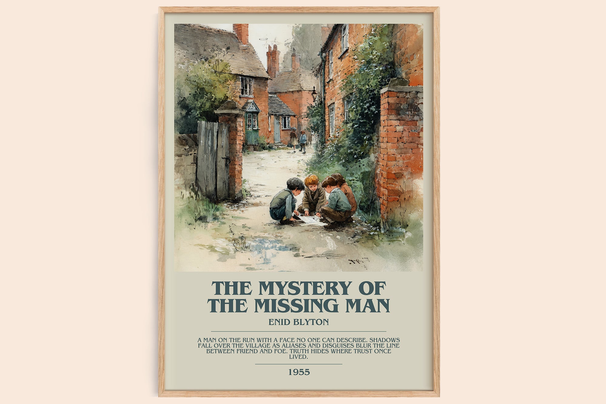 The Mystery Of The Missing Man bookish book poster by Enid Blyton – framed literary art print