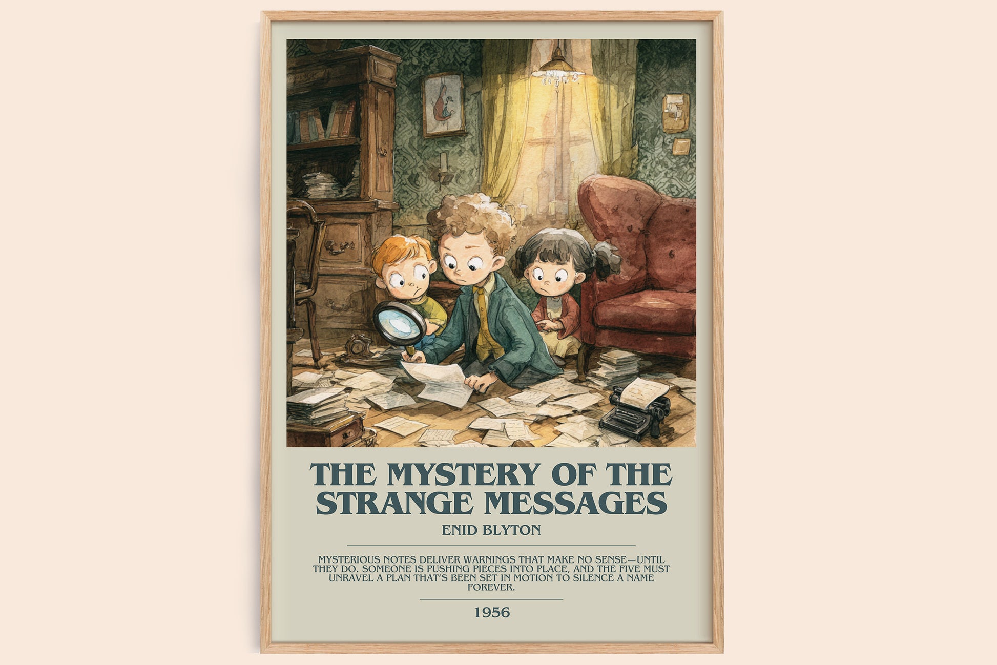 The Mystery of the Strange Messages bookish book poster by Enid Blyton – framed literary art print