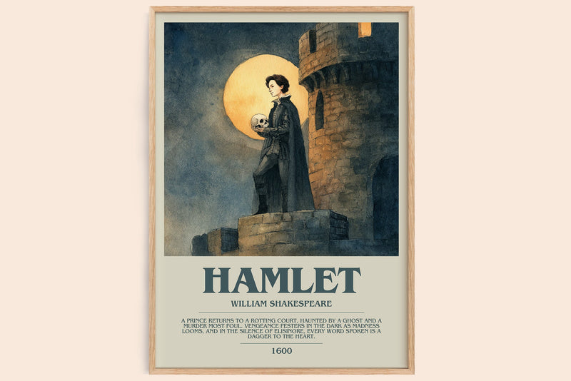 Hamlet bookish book poster by William Shakespeare – framed literary art print