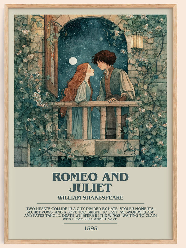 Romeo and Juliet bookish book poster by William Shakespeare – framed literary art print