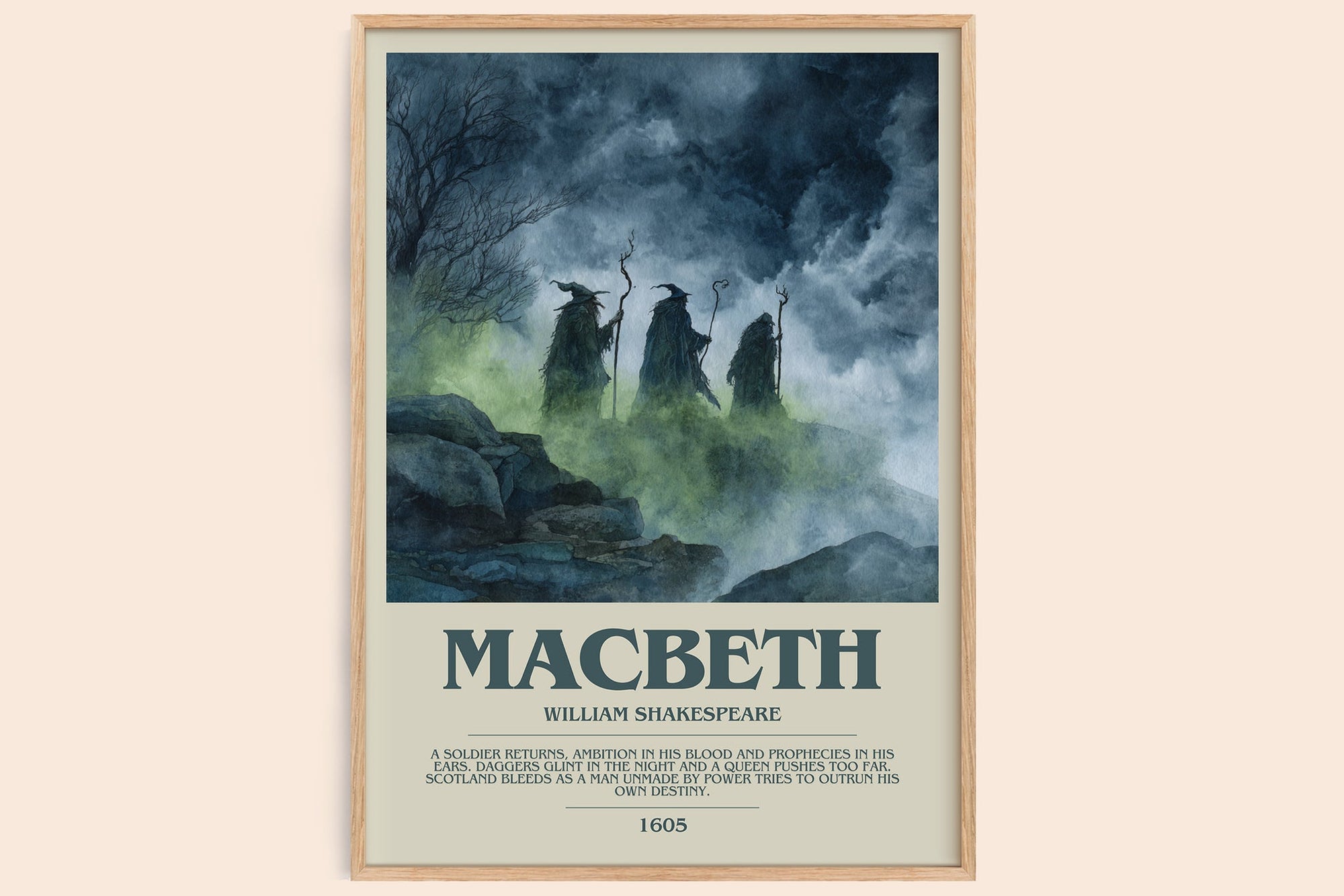 Macbeth bookish book poster by William Shakespeare – framed literary art print