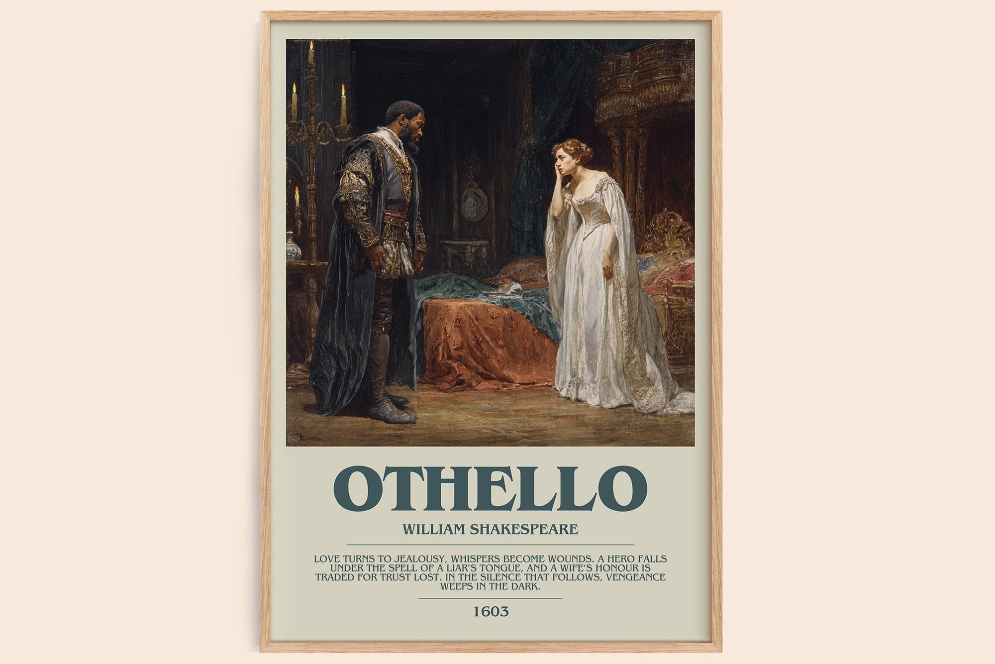 Othello bookish book poster by William Shakespeare – framed literary art print