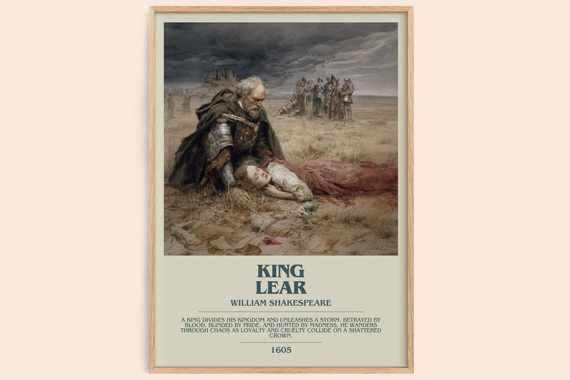 King Lear bookish book poster by William Shakespeare – framed literary art print