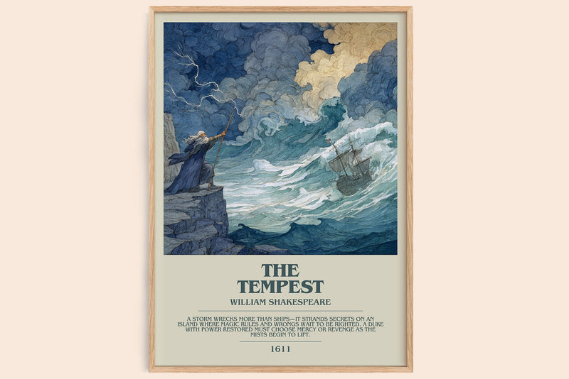 The Tempest bookish book poster by William Shakespeare – framed literary art print