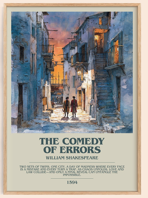 The Comedy of Errors bookish book poster by William Shakespeare – framed literary art print