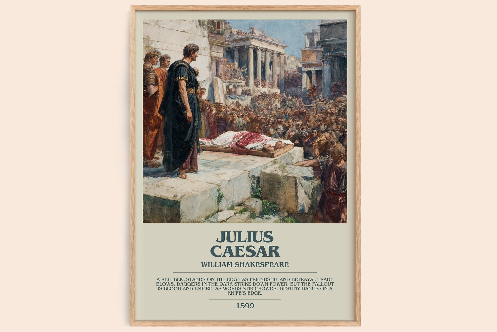 Julius Caesar bookish book poster by William Shakespeare – framed literary art print