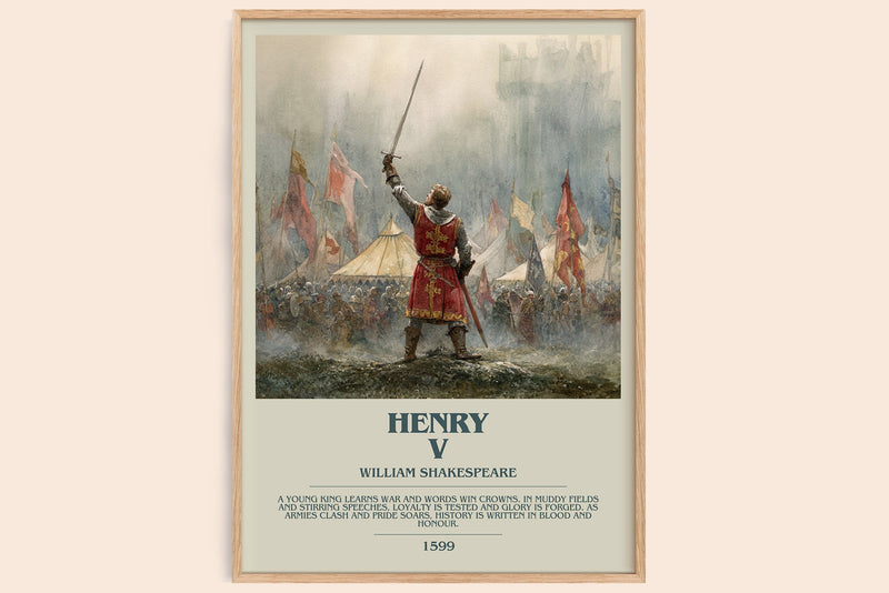 Henry V bookish book poster by William Shakespeare – framed literary art print