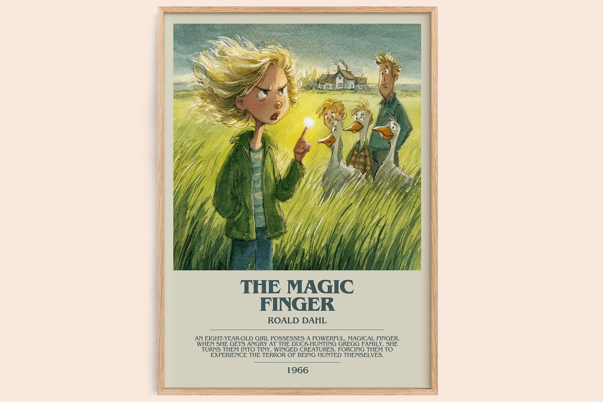 The Magic Finger bookish book poster by Roald Dahl – framed literary art print