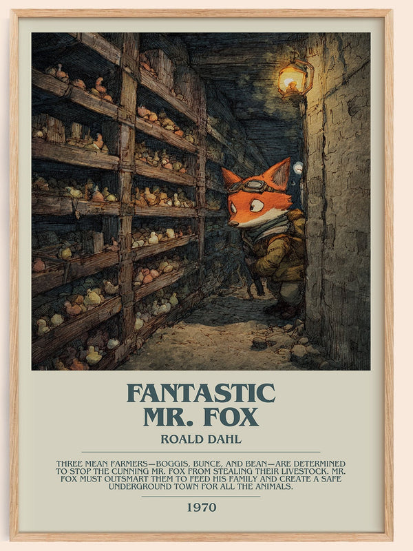 Fantastic Mr. Fox bookish book poster by Roald Dahl – framed literary art print