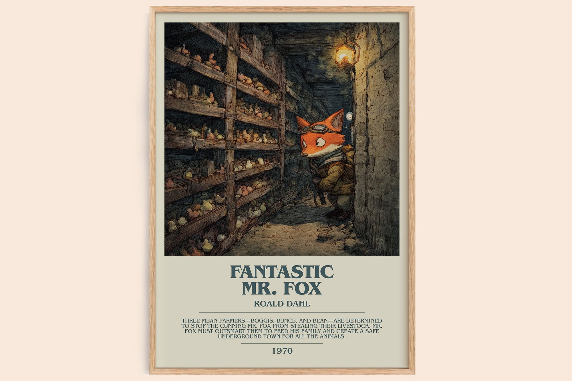 Fantastic Mr. Fox bookish book poster by Roald Dahl – framed literary art print
