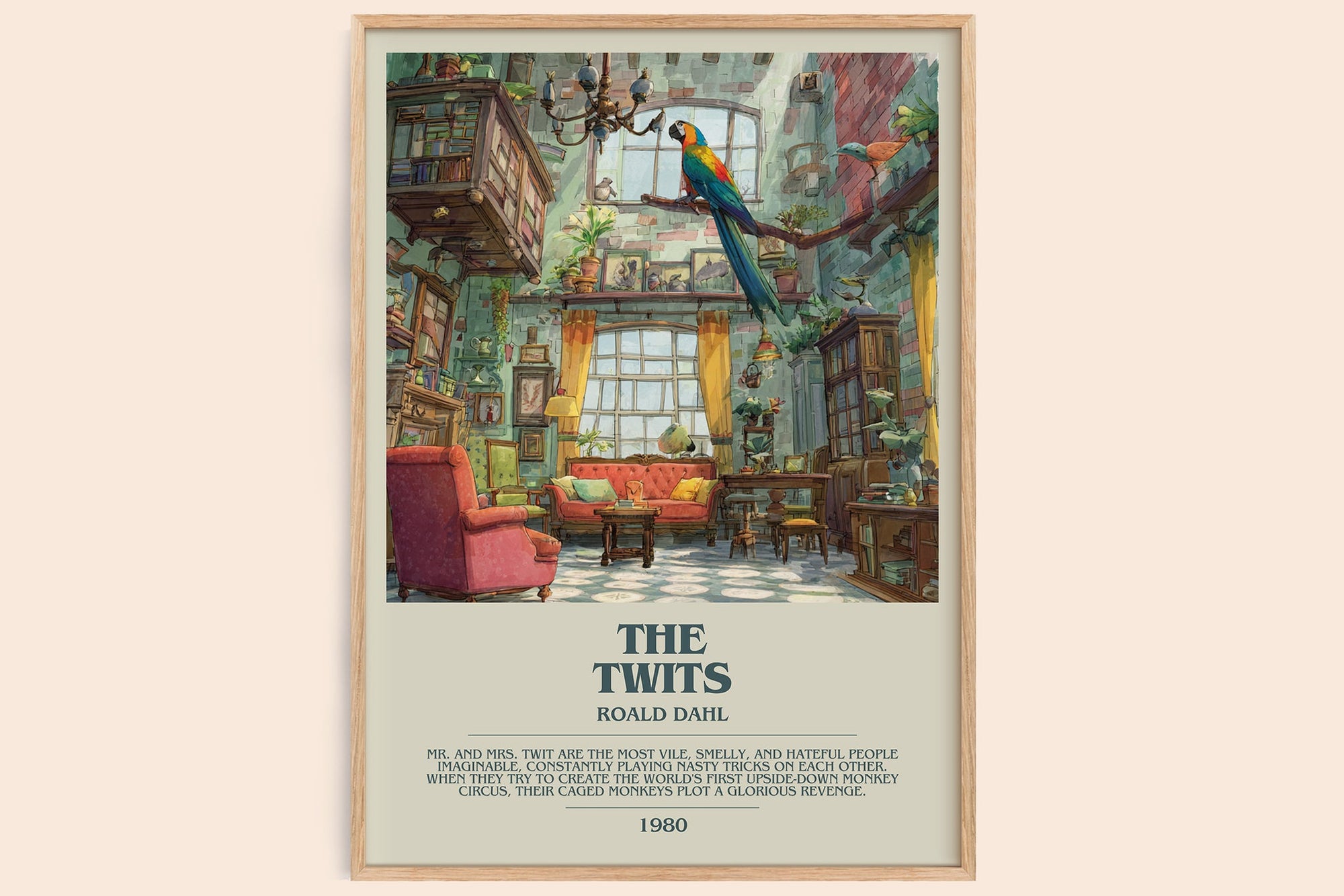 The Twits bookish book poster by Roald Dahl – framed literary art print