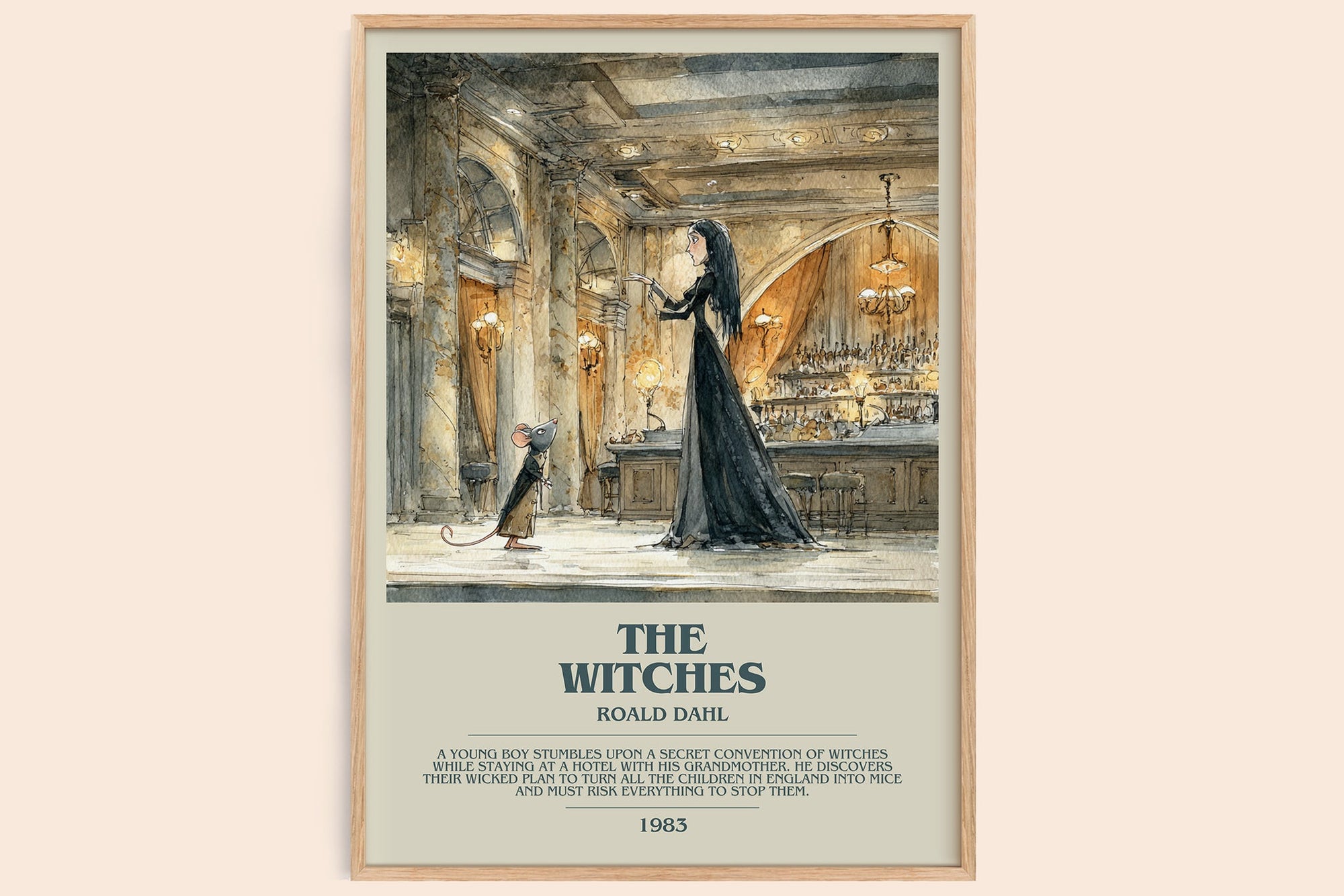 The Witches bookish book poster by Roald Dahl – framed literary art print