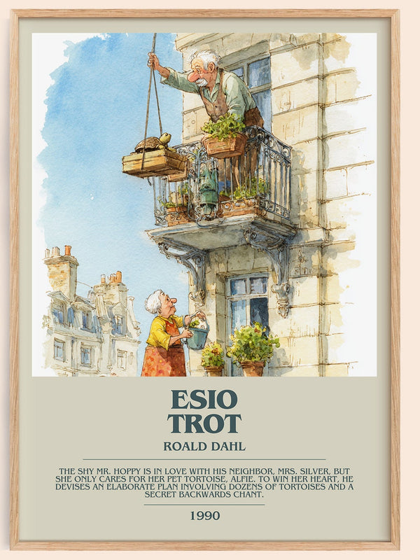 Esio Trot bookish book poster by Roald Dahl – framed literary art print