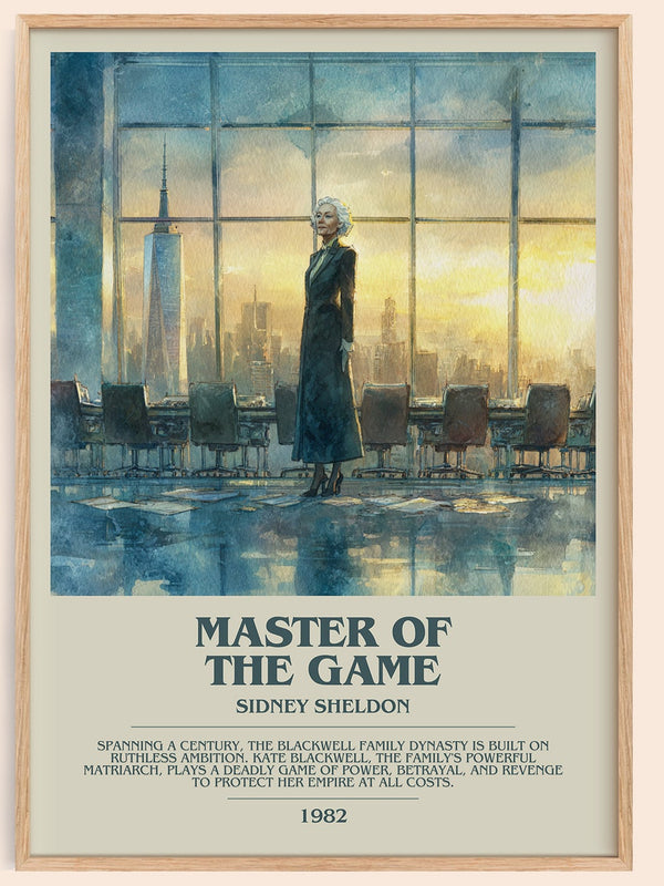 Master of the Game bookish book poster by Sidney Sheldon – framed literary art print