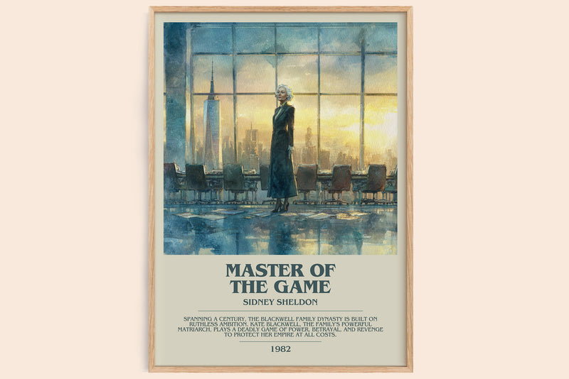 Master of the Game bookish book poster by Sidney Sheldon – framed literary art print