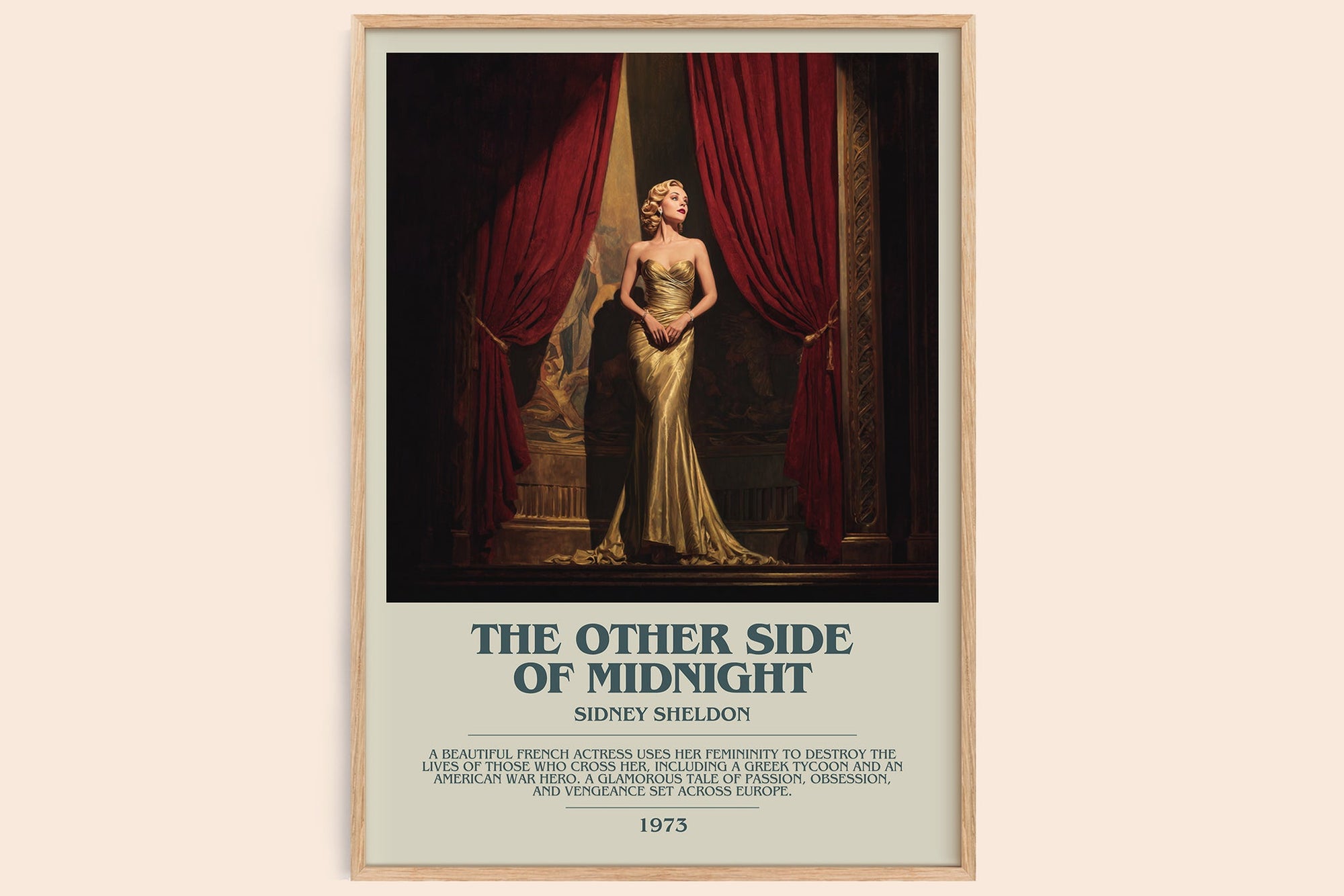 The Other Side of Midnight bookish book poster by Sidney Sheldon – framed literary art print