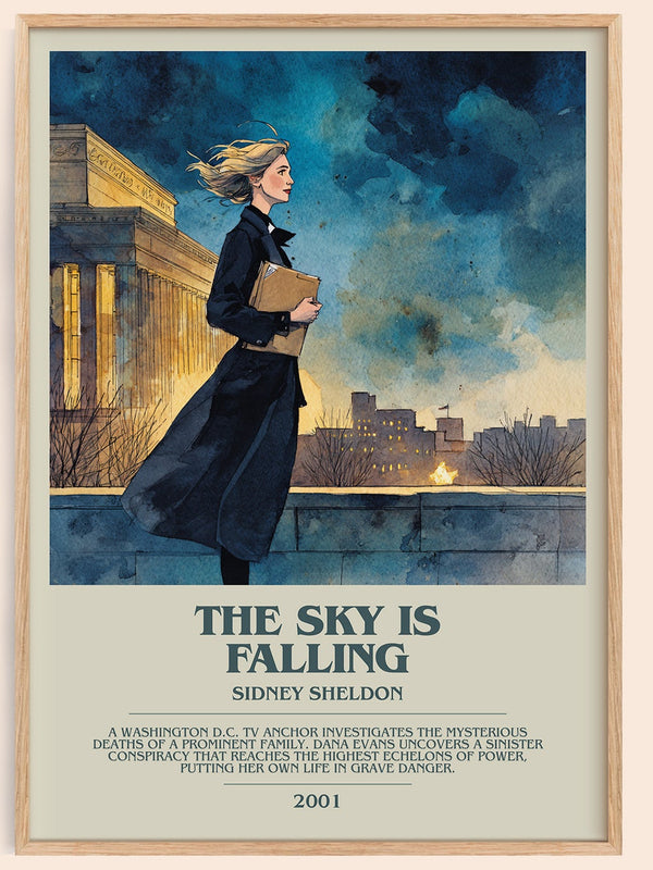 The Sky Is Falling bookish book poster by Sidney Sheldon – framed literary art print