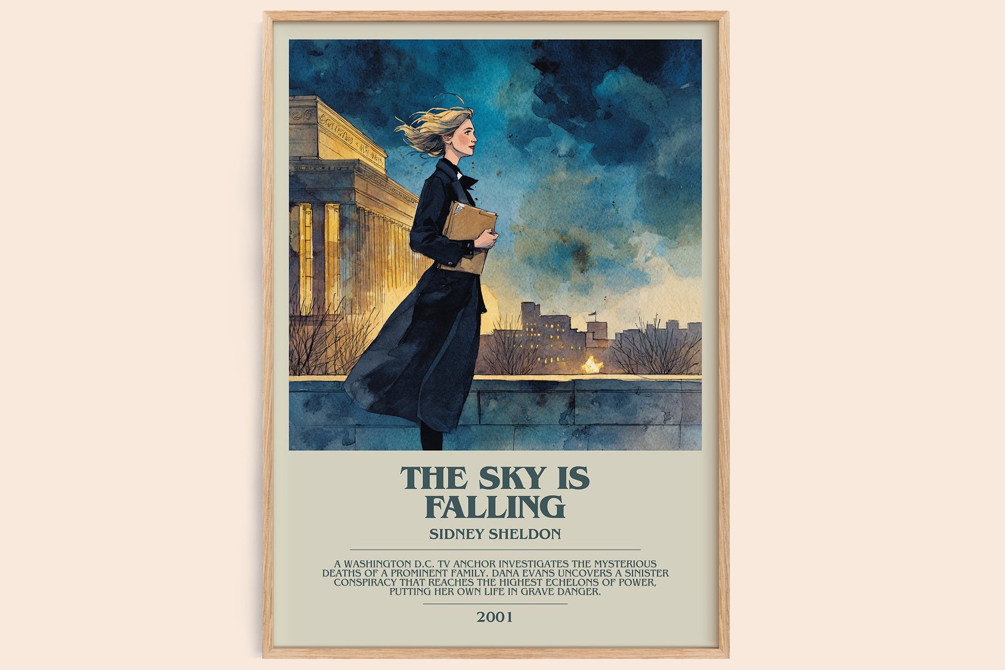 The Sky Is Falling bookish book poster by Sidney Sheldon – framed literary art print