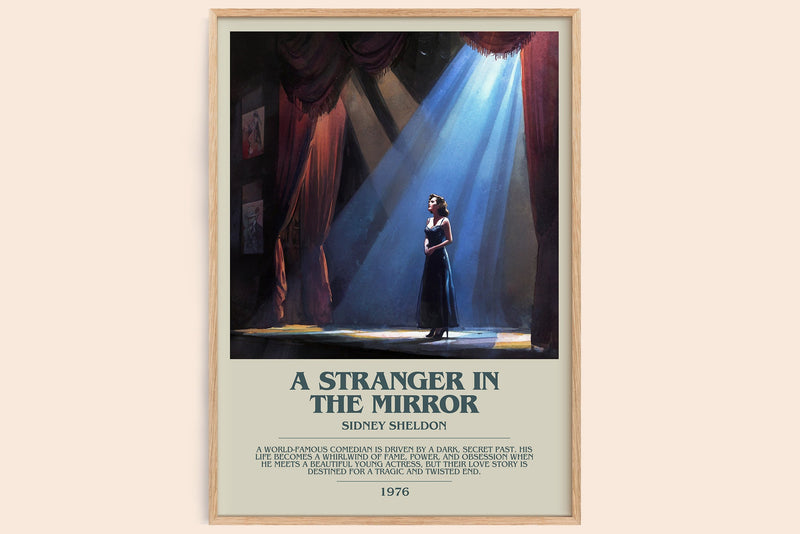 A Stranger in the Mirror bookish book poster by Sidney Sheldon – framed literary art print